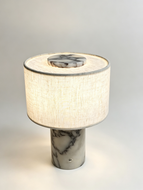 Natural Marble Table Lamp | Quiet Luxury Linen Shade | Organic Modern Ambient Lighting