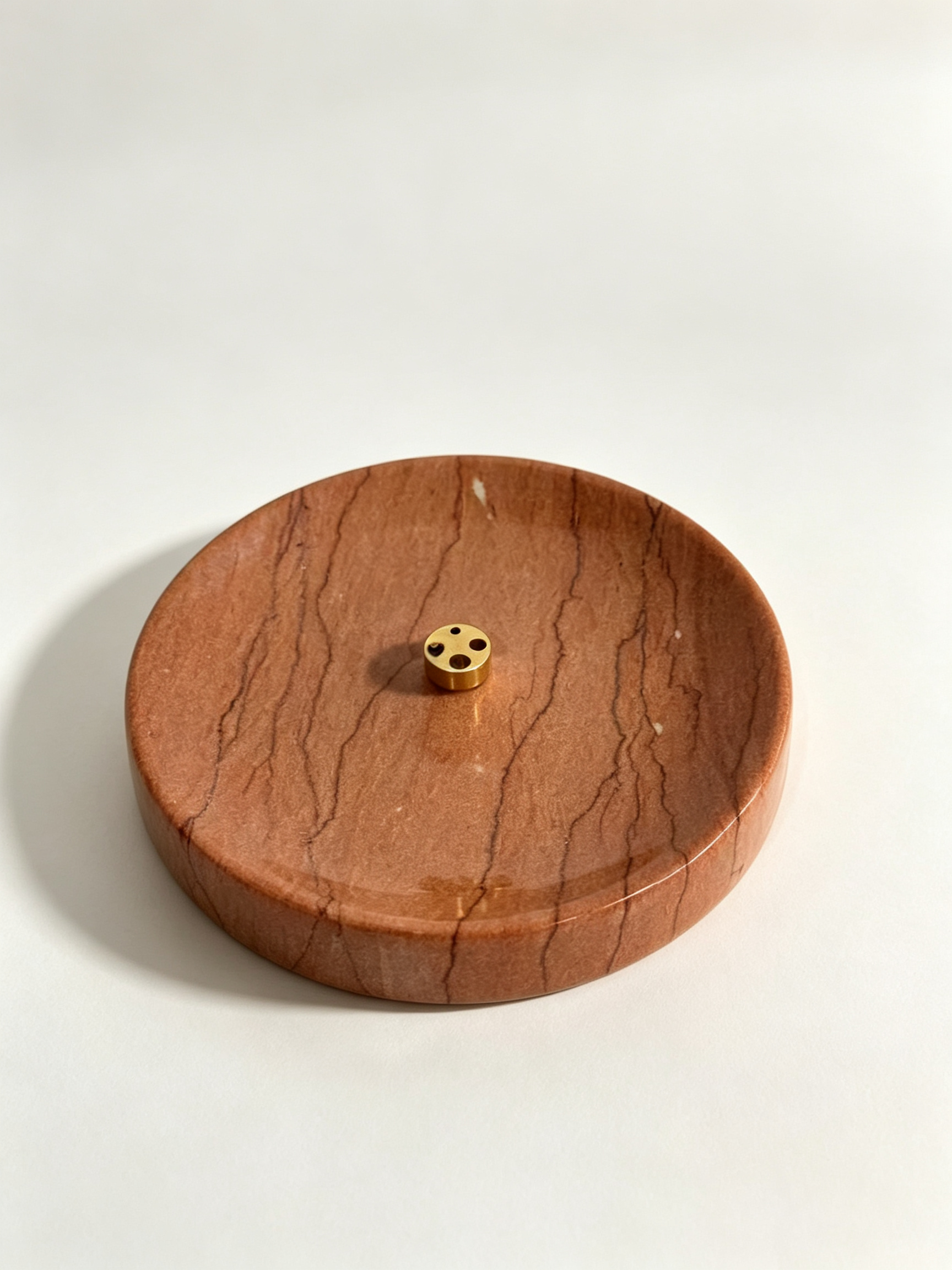 Walnut Marble Incense Holder | Natural Wood-Grain Stone Tray | Warm-Toned Home Decor for Daily Rituals