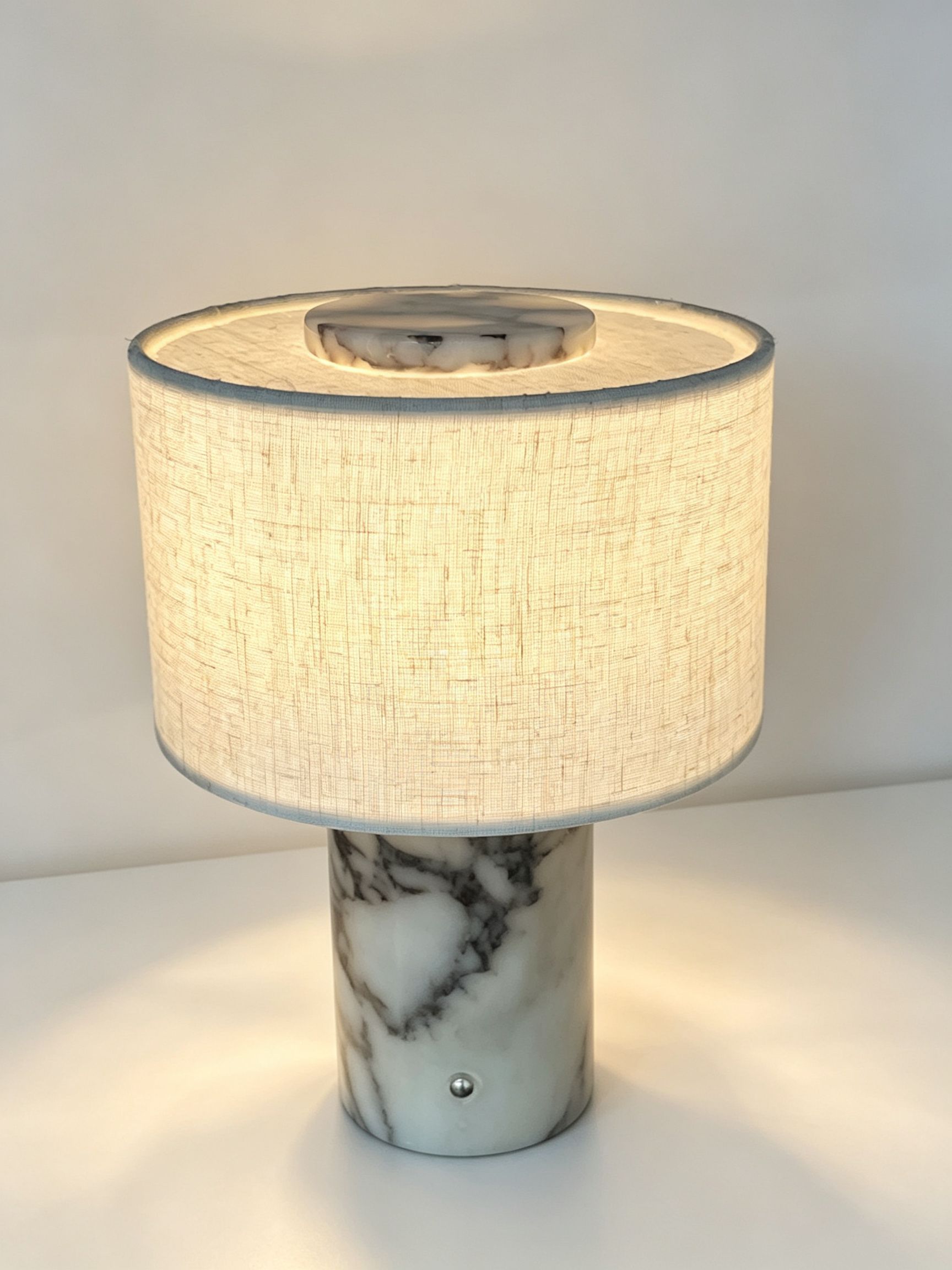 Natural Marble Table Lamp | Quiet Luxury Linen Shade | Organic Modern Ambient Lighting
