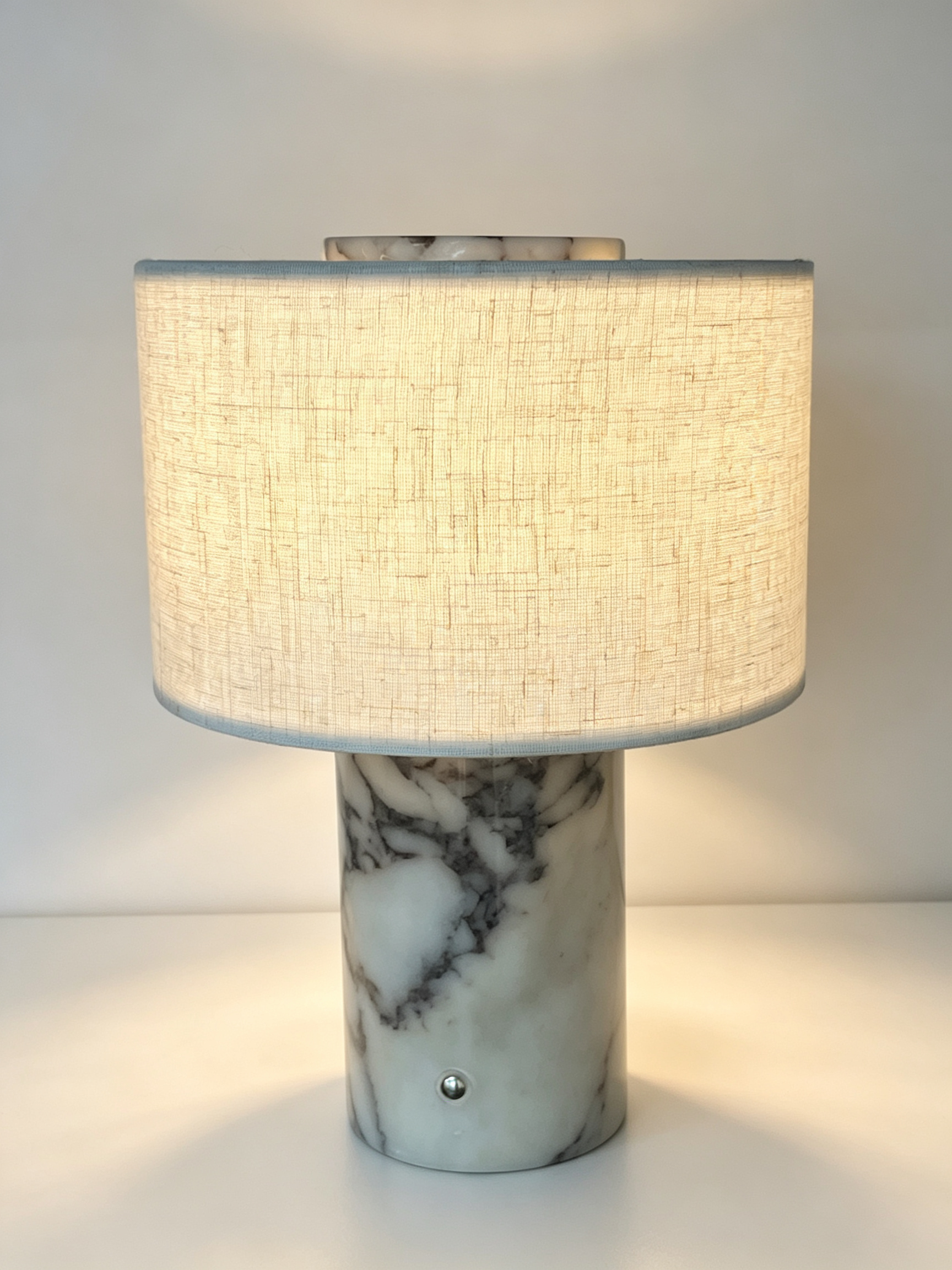Natural Marble Table Lamp | Quiet Luxury Linen Shade | Organic Modern Ambient Lighting