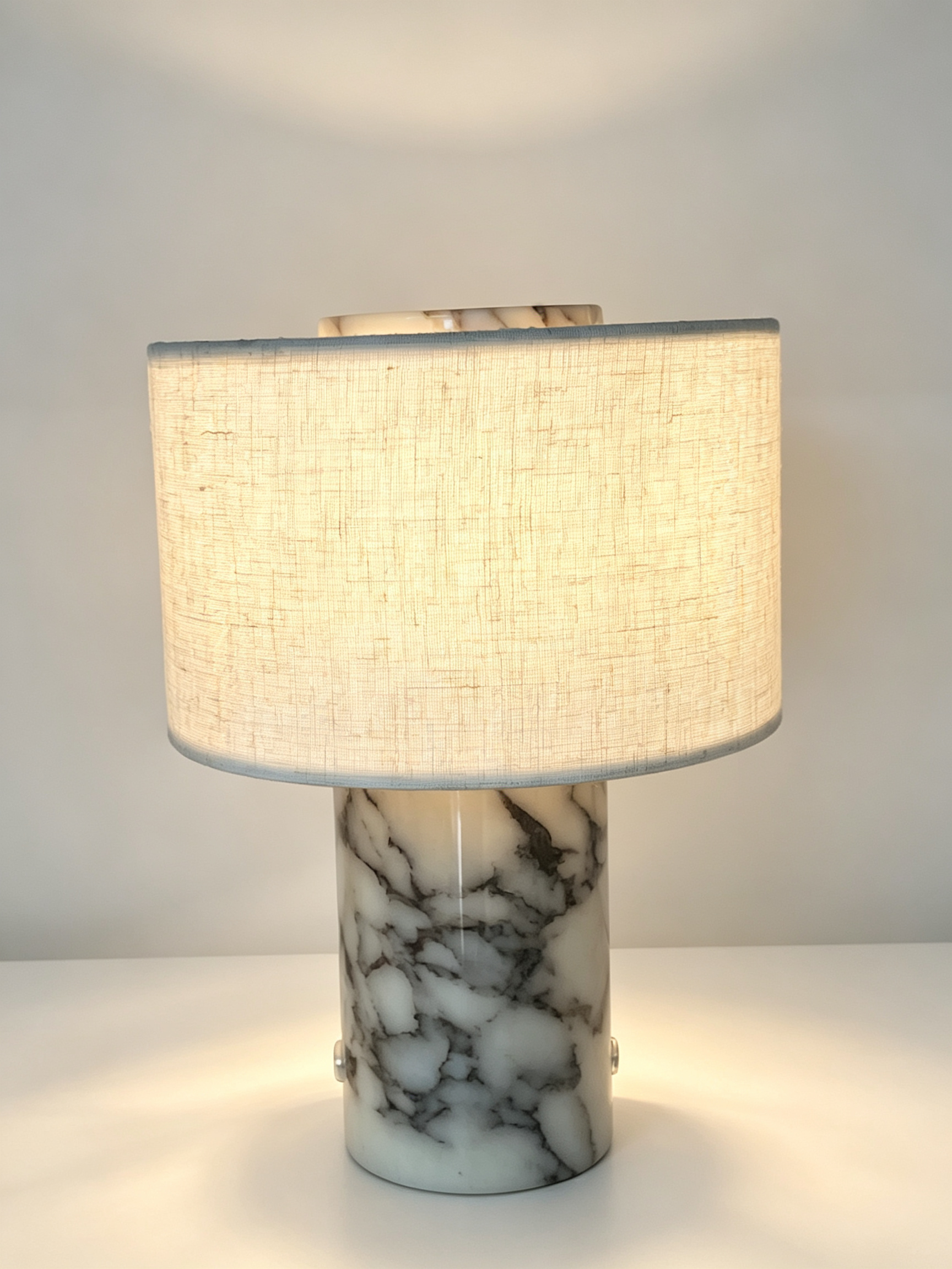 Natural Marble Table Lamp | Quiet Luxury Linen Shade | Organic Modern Ambient Lighting