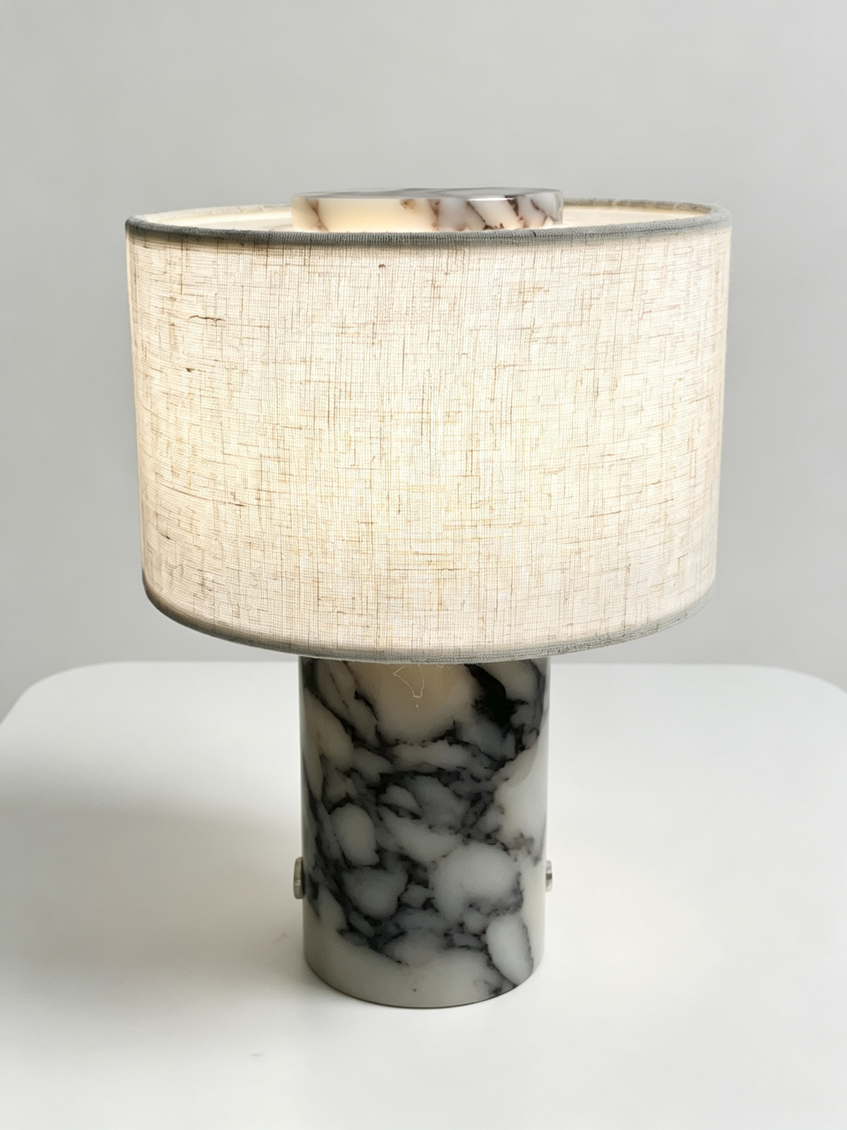 Natural Marble Table Lamp | Quiet Luxury Linen Shade | Organic Modern Ambient Lighting